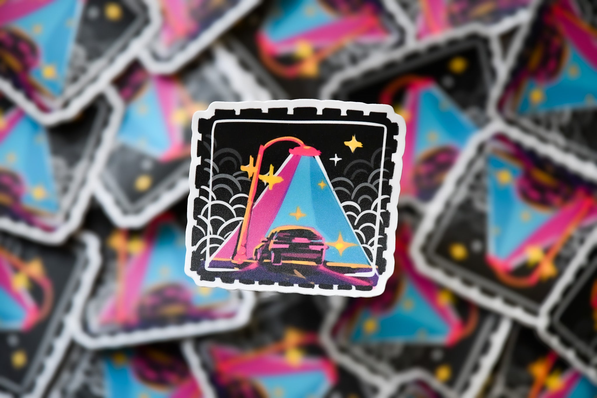 Retro Car Streetlight Vinyl Sticker