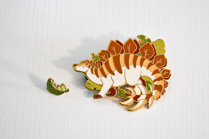 Stegosaurus Pin + Leaf Mini Pin set