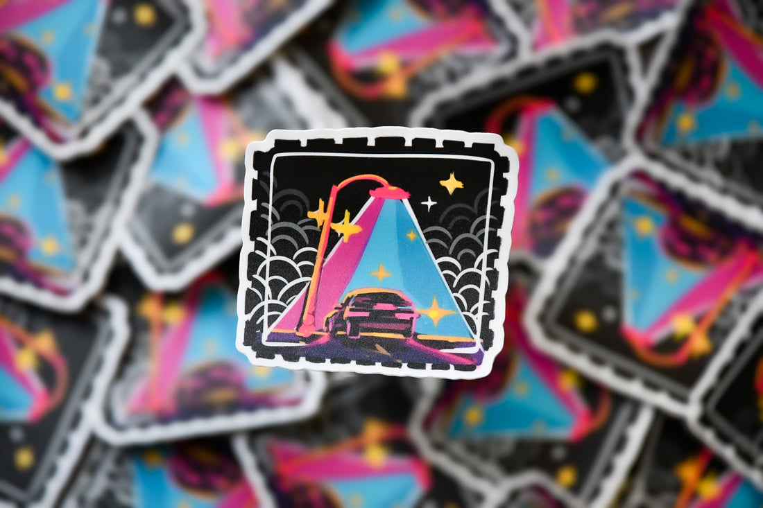 Retro Car Streetlight Vinyl Sticker
