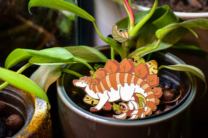 Stegosaurus Pin + Leaf Mini Pin set