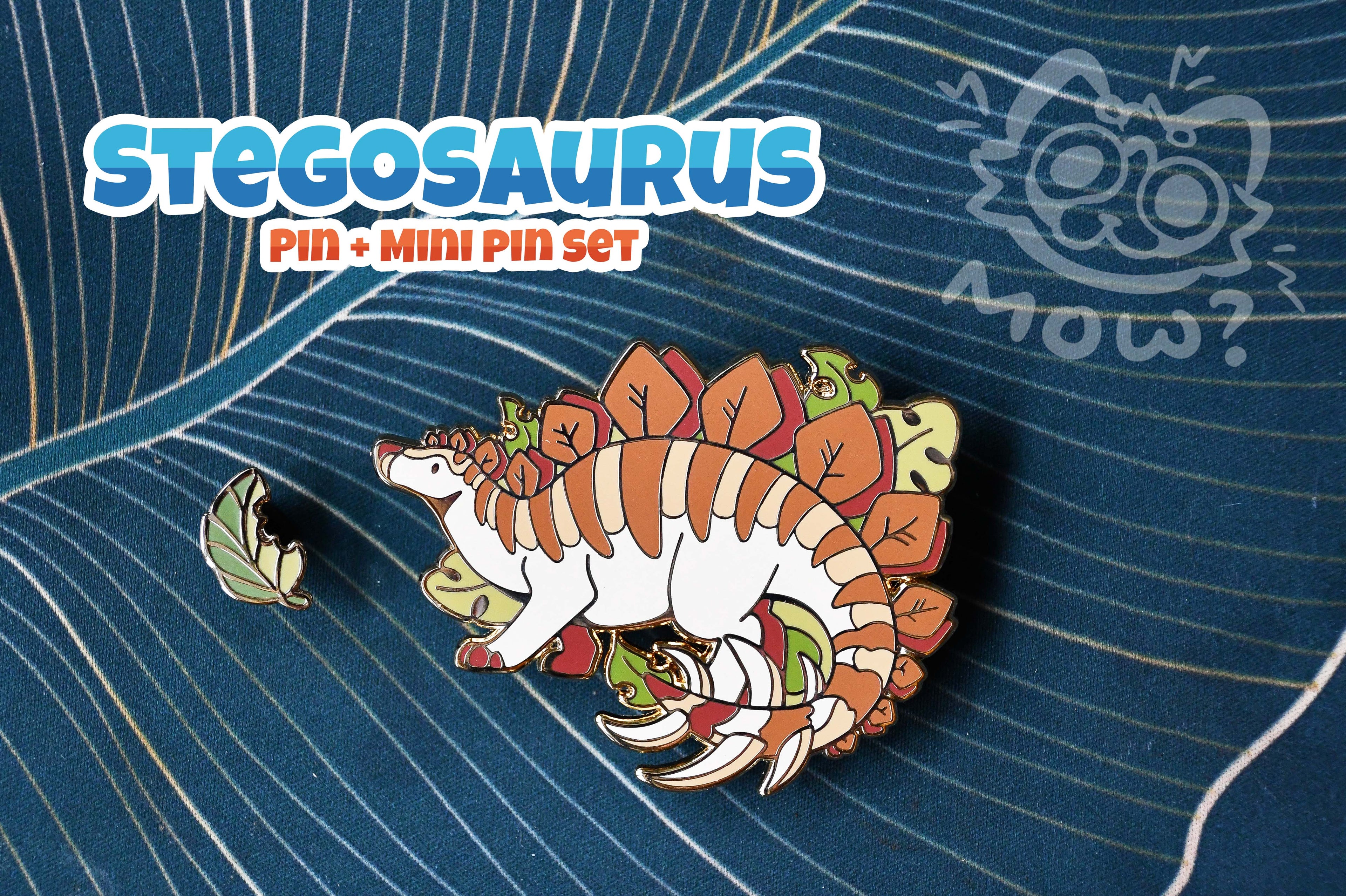 Stegosaurus Pin + Leaf Mini Pin set